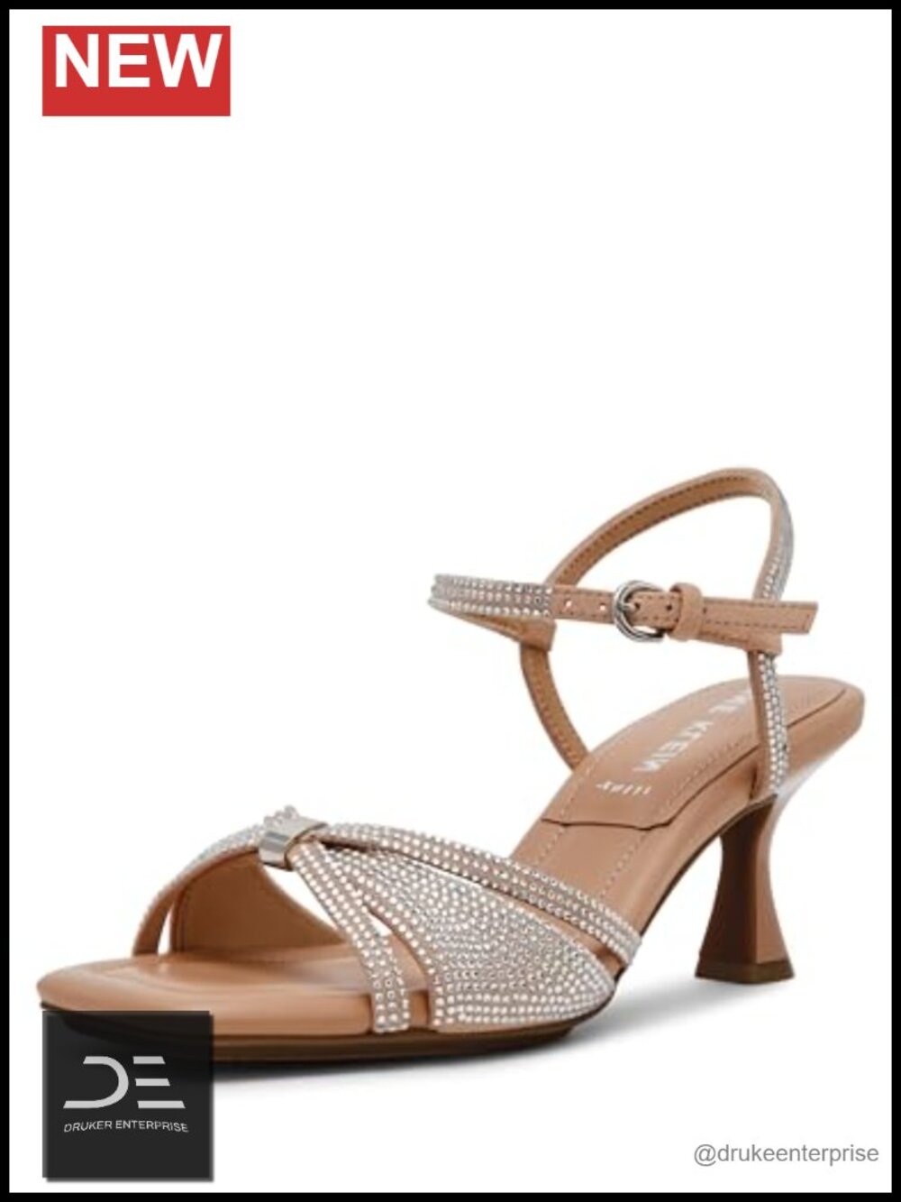 Anne Klein Heeled Sandals Women's Stiletto Platform PU X-Strap Open Toe Slip On